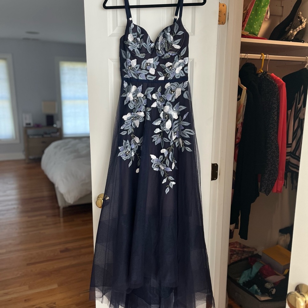 Marchesa Black and White Spaghetti Strap Prom Gown